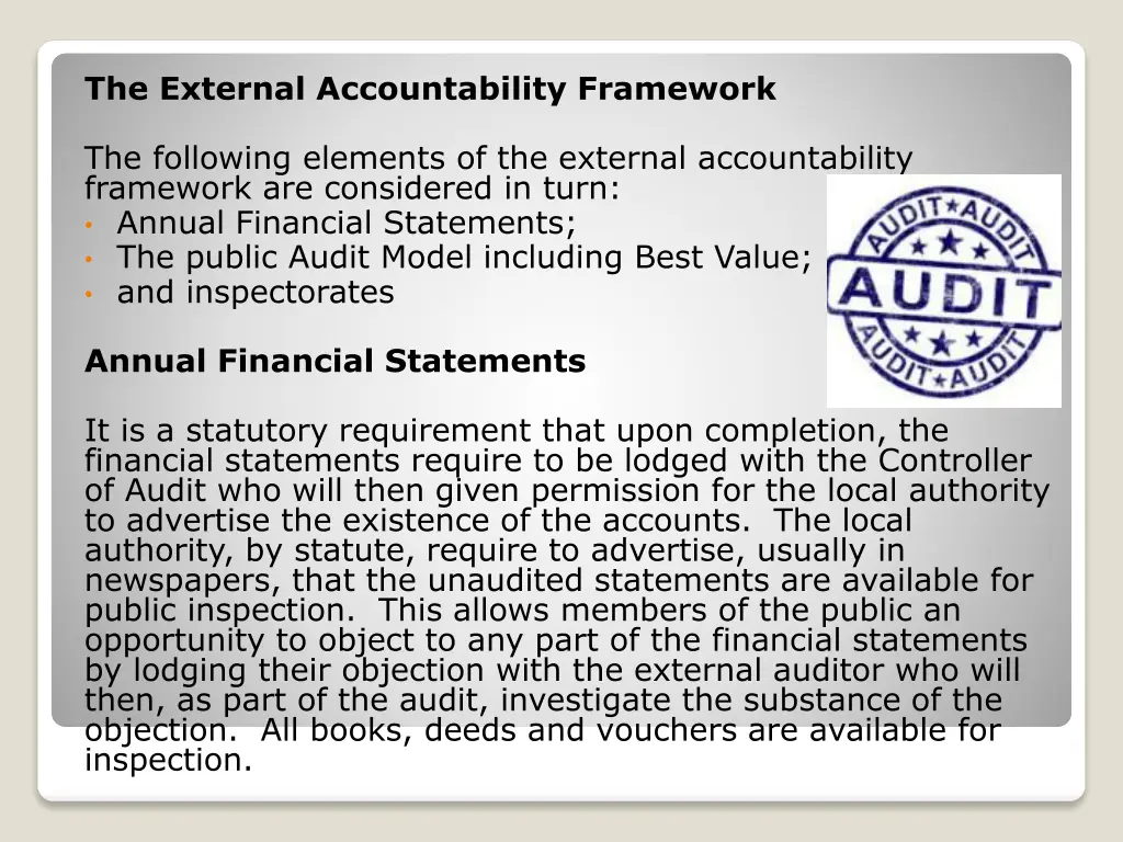 the external accountability framework