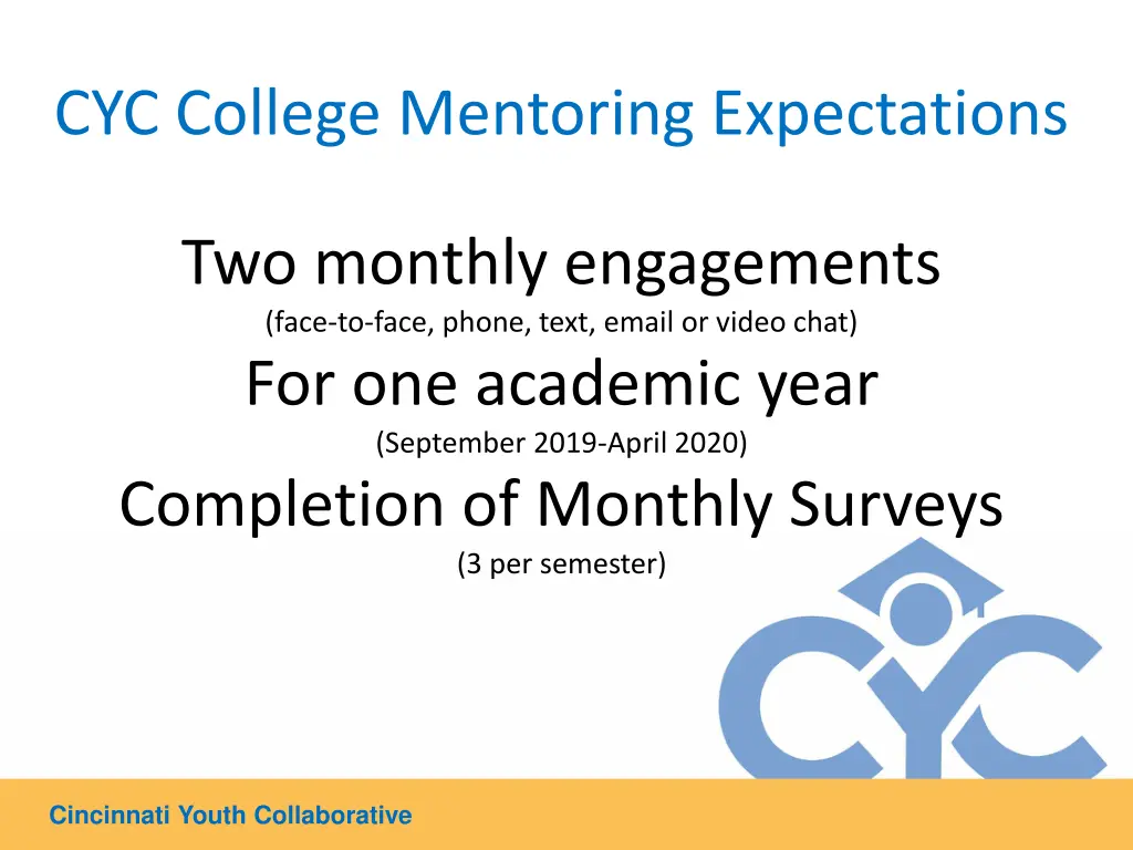 cyc college mentoring expectations