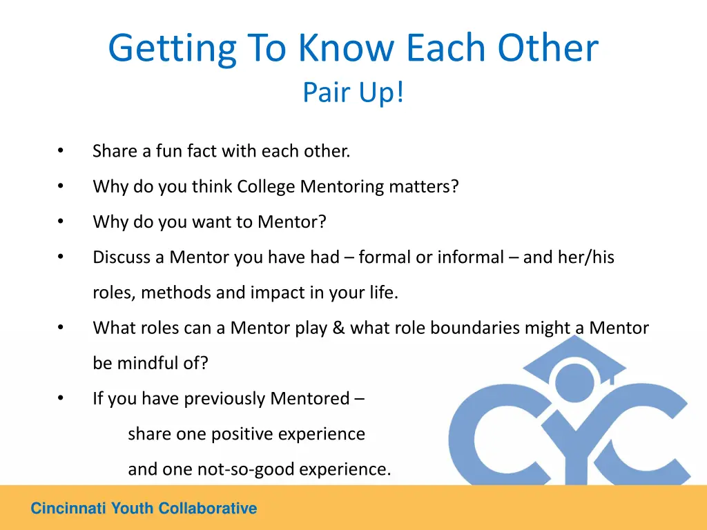 getting to know each other pair up