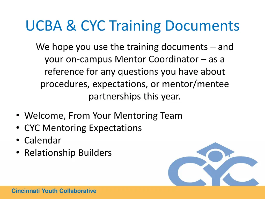 ucba cyc training documents