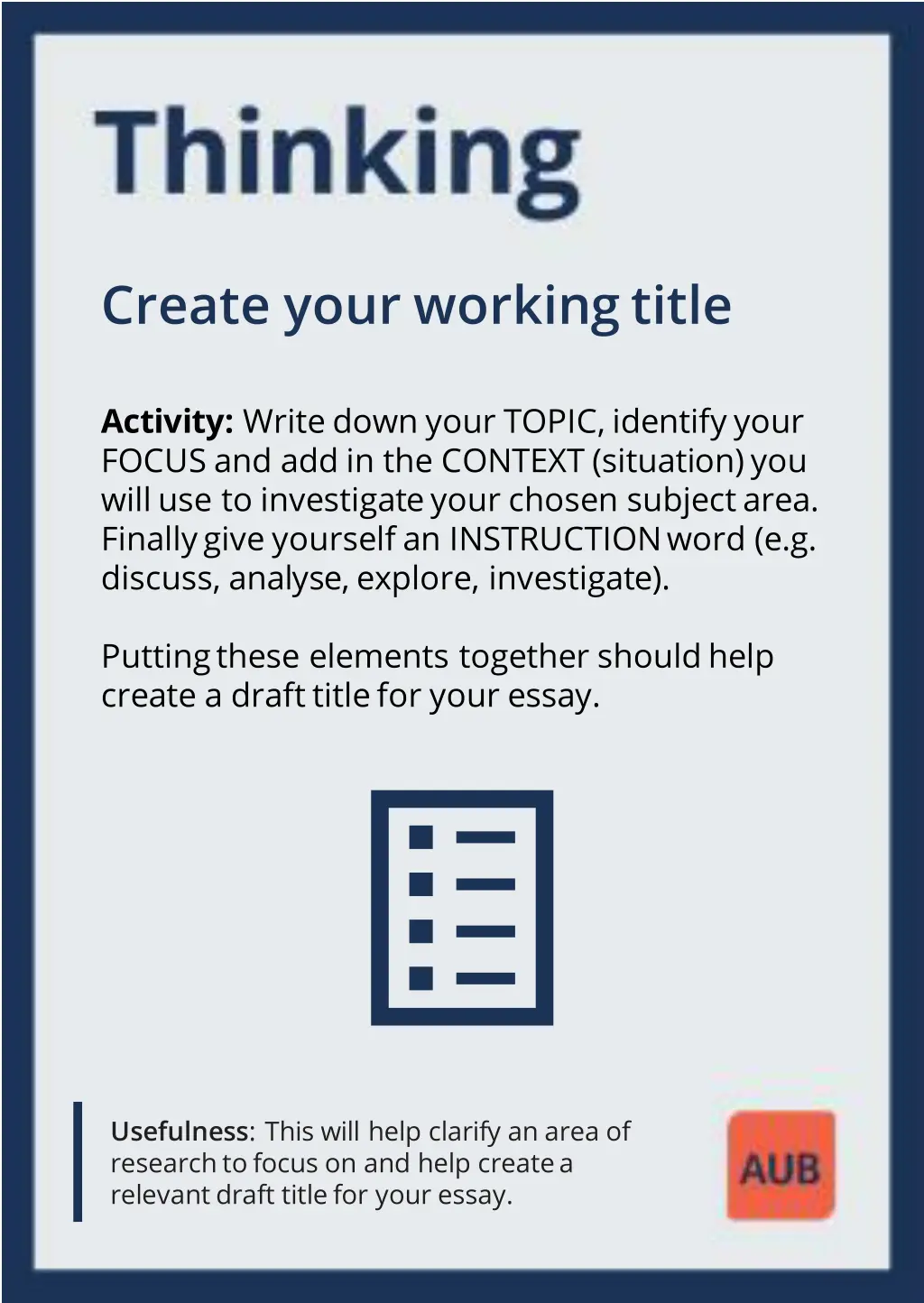 create your working title