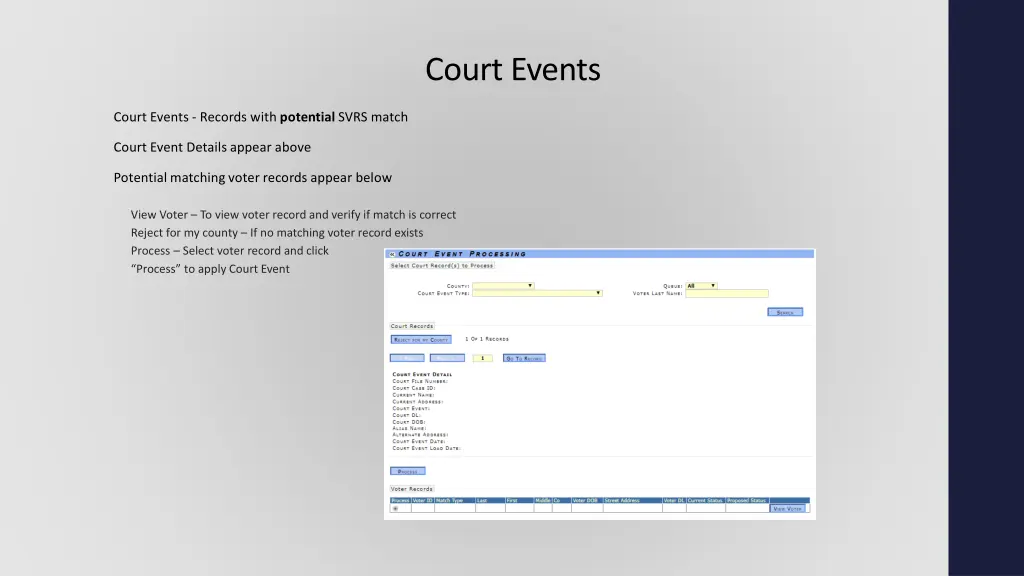 court events