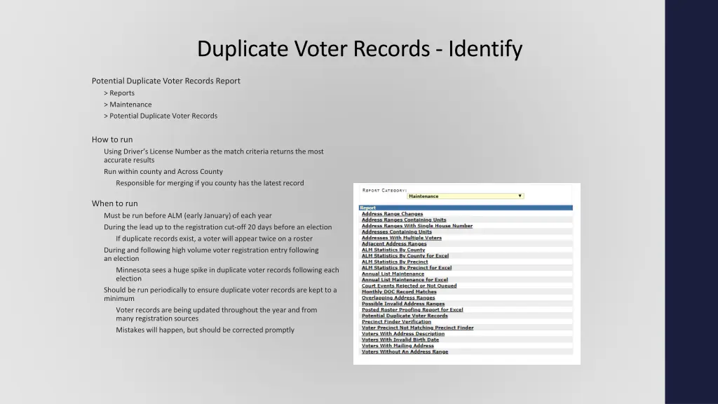 duplicate voter records identify