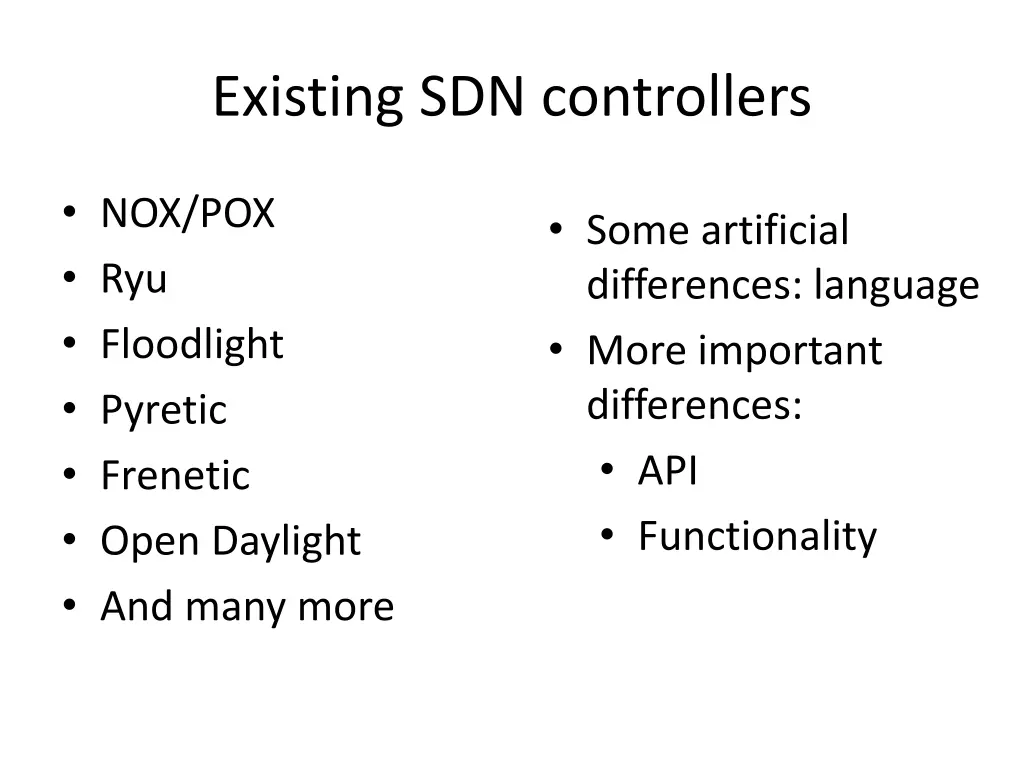 existing sdn controllers