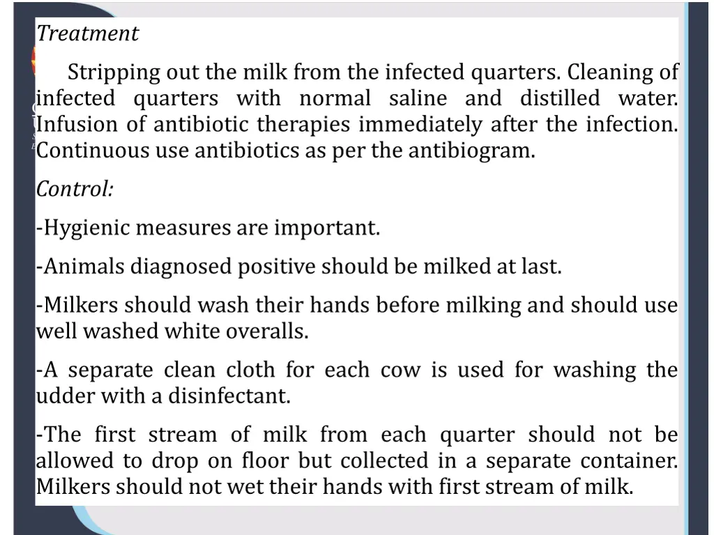 treatment stripping out the milk from