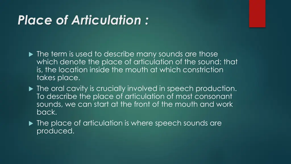 place of articulation