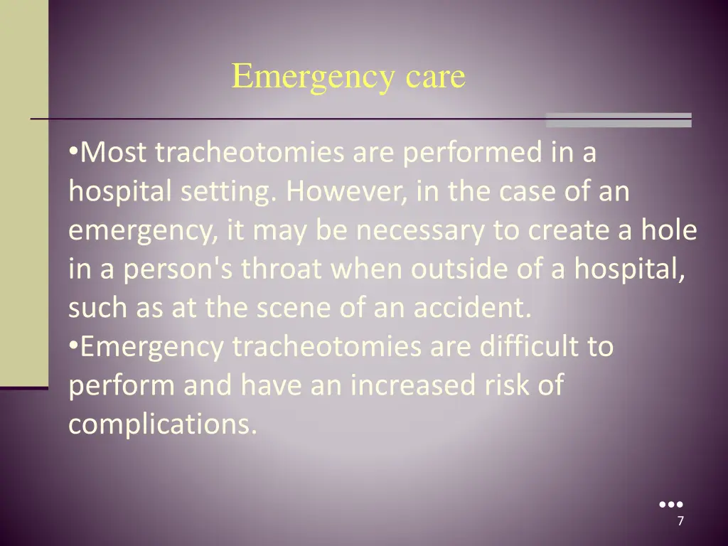 emergency care