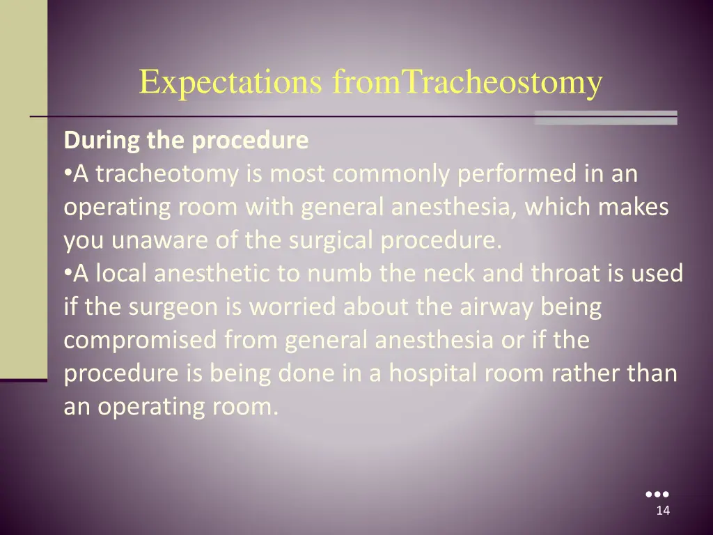expectations fromtracheostomy