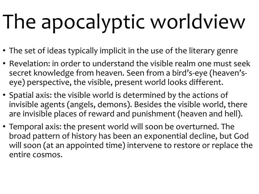 the apocalyptic worldview