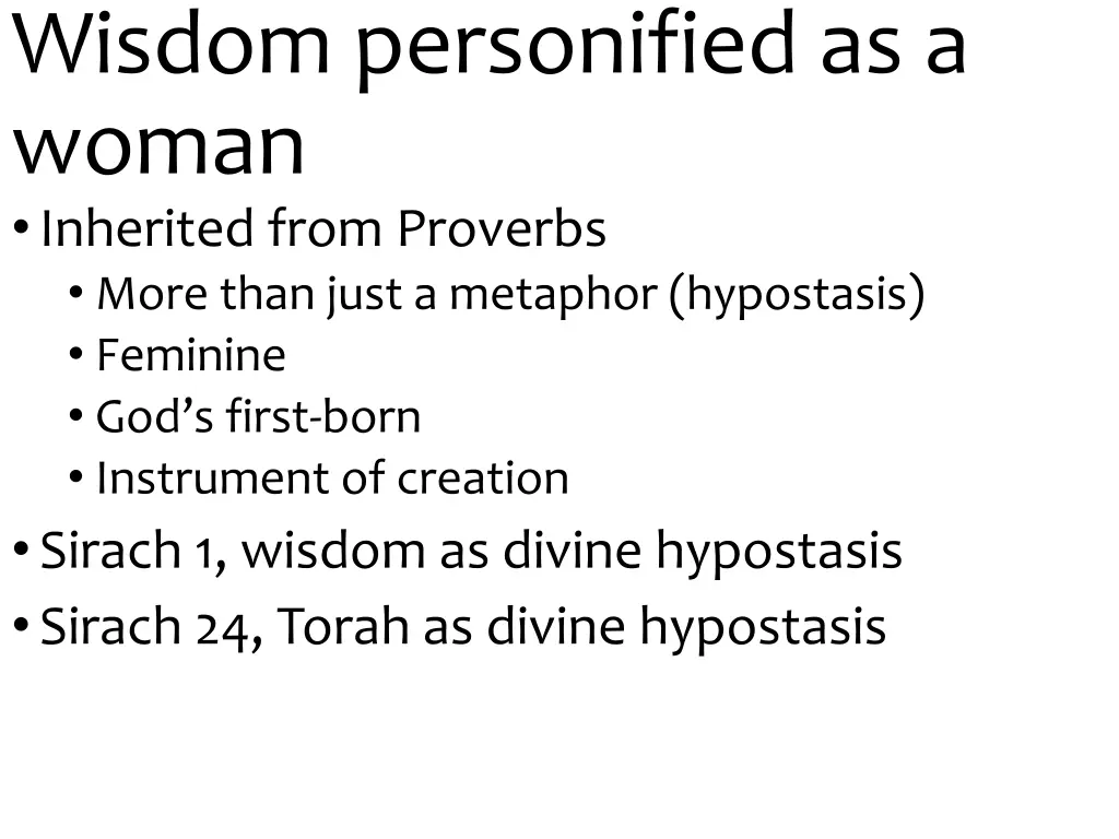 wisdom personified as a woman inherited from