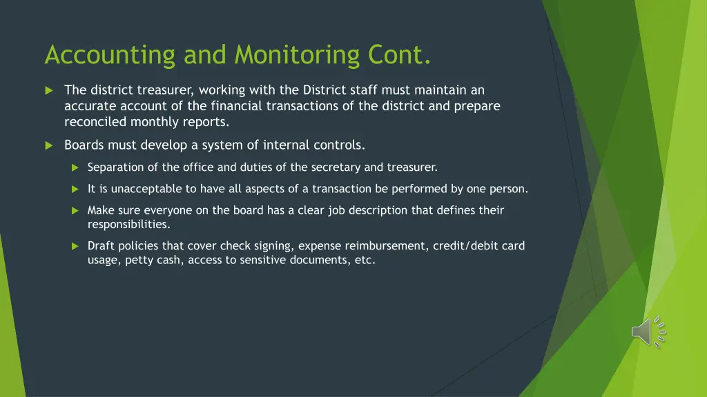accounting and monitoring cont