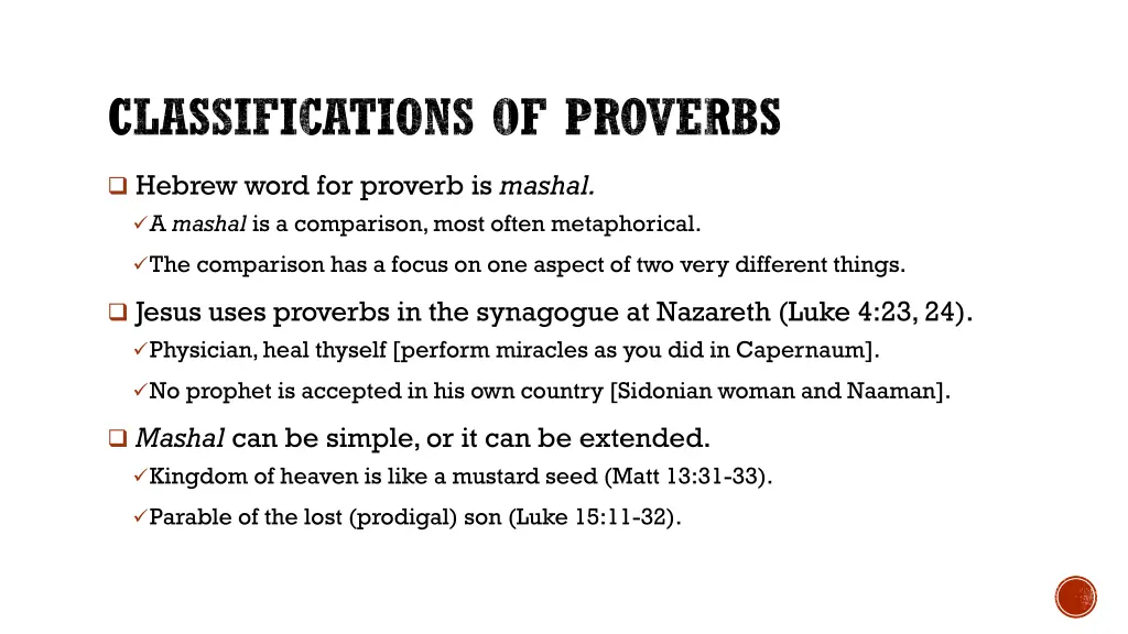 classifications of proverbs