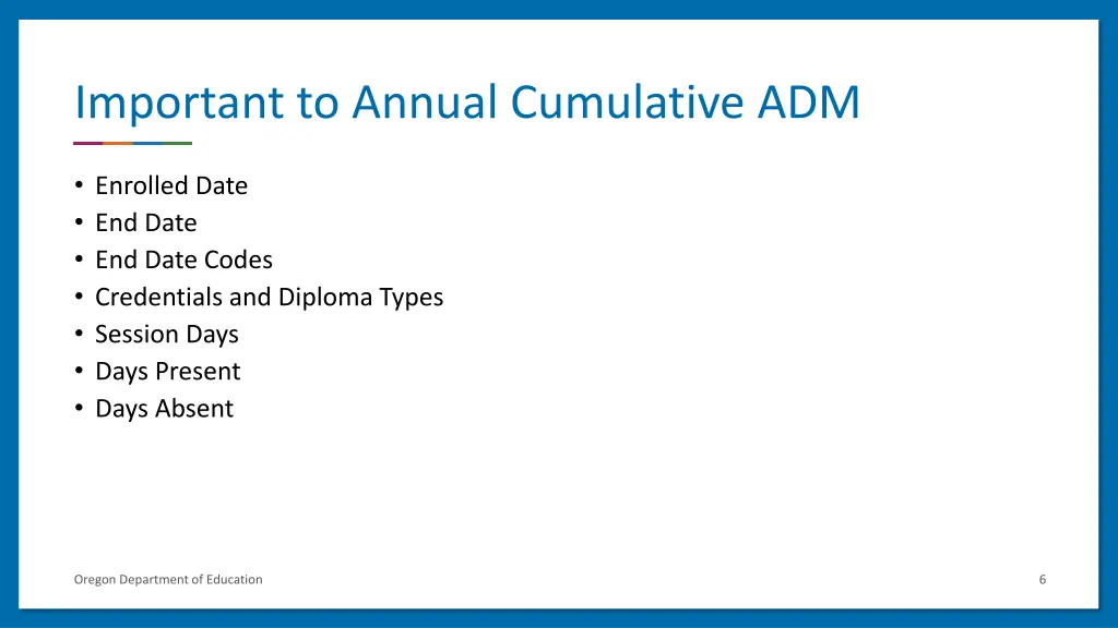 important to annual cumulative adm