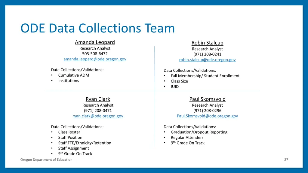 ode data collections team