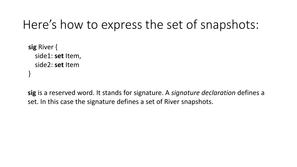 here s how to express the set of snapshots