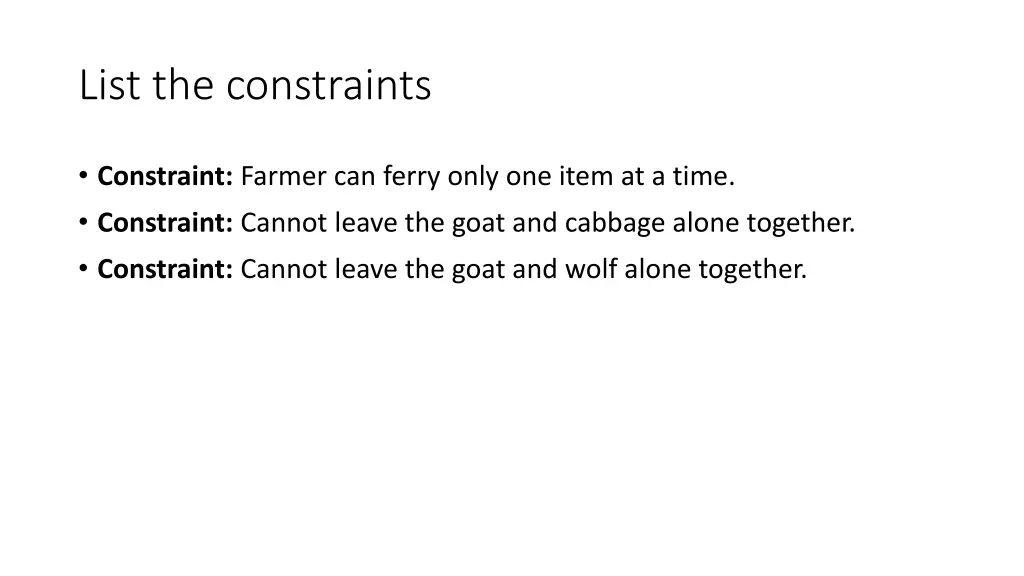 list the constraints