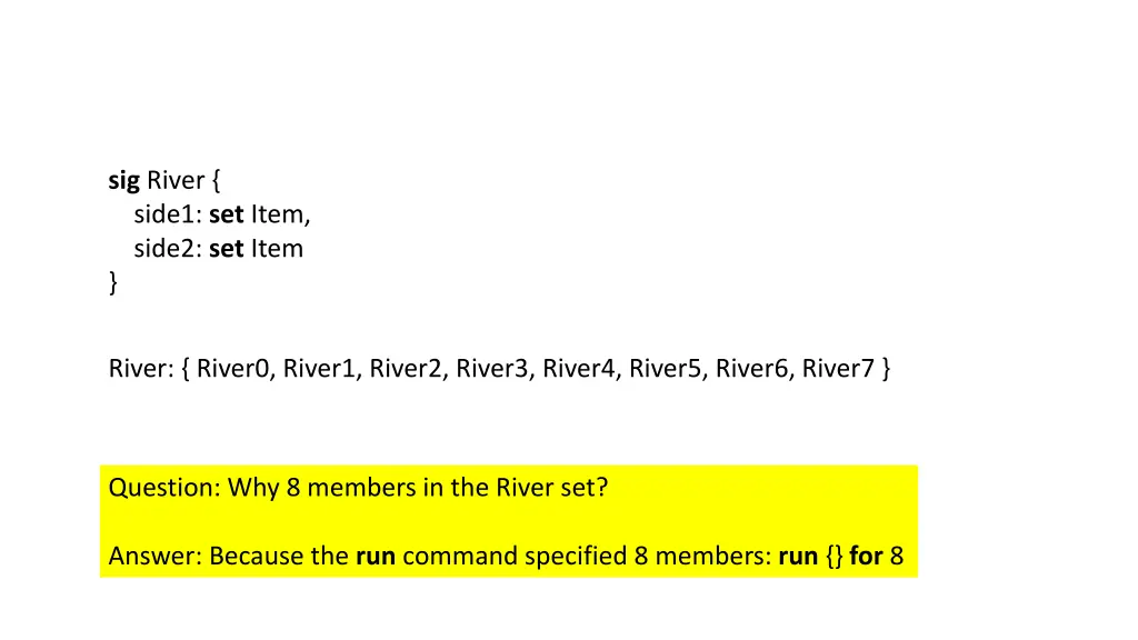 sig river side1 set item side2 set item