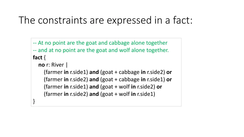 the constraints are expressed in a fact