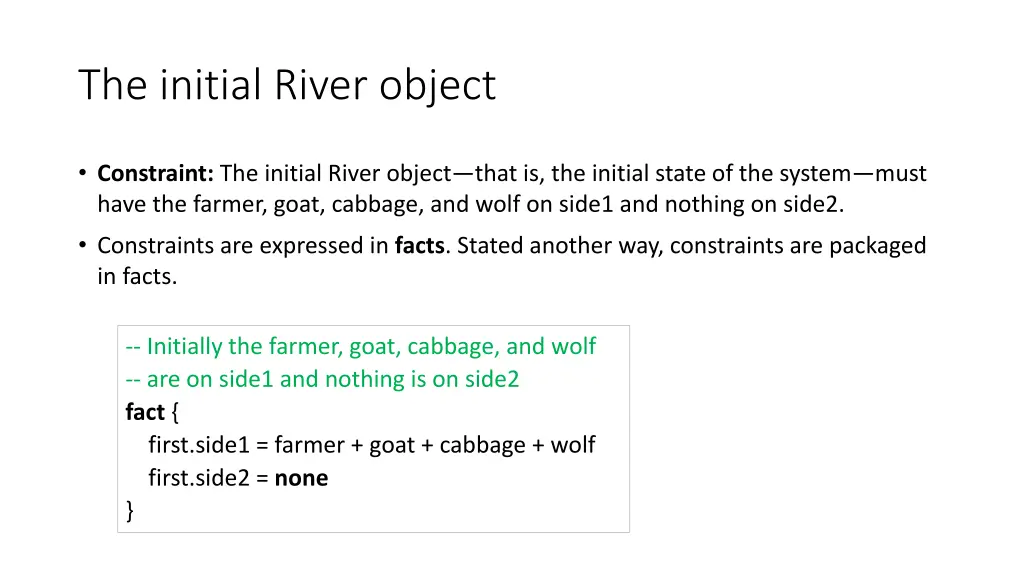 the initial river object