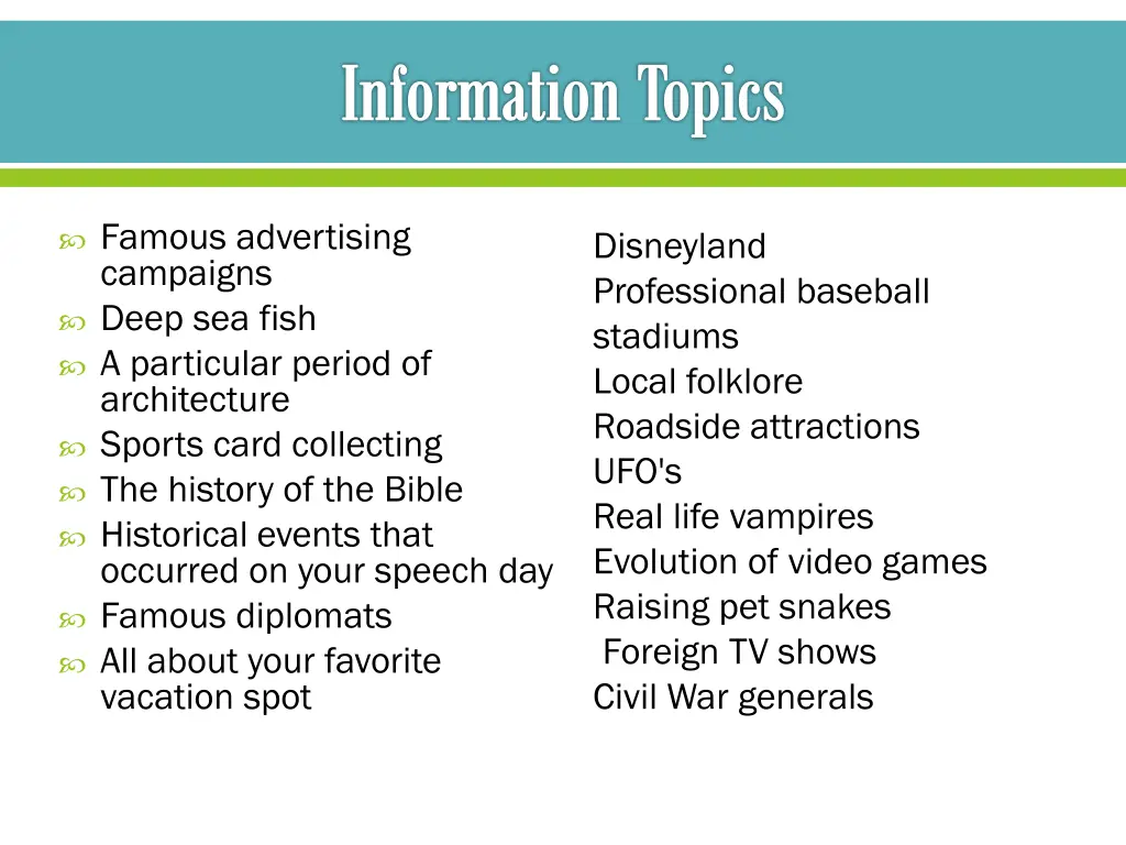 information topics 2