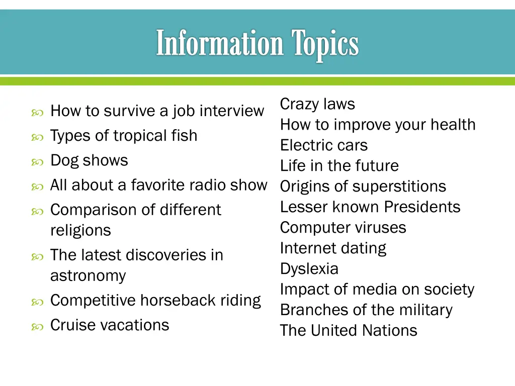 information topics 3