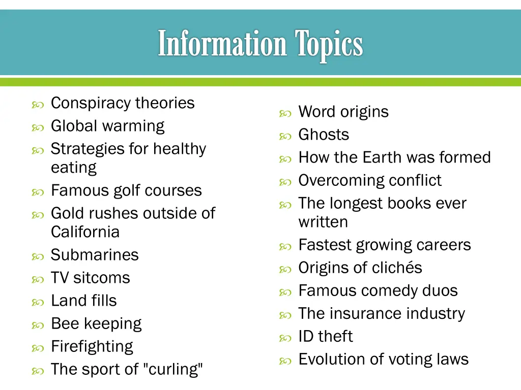 information topics 4