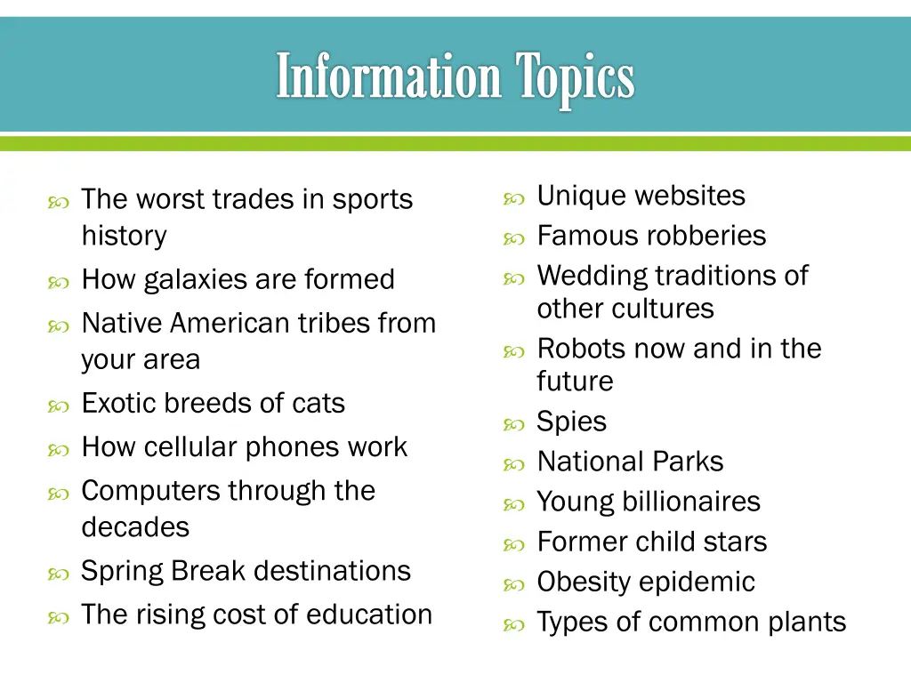 information topics 5
