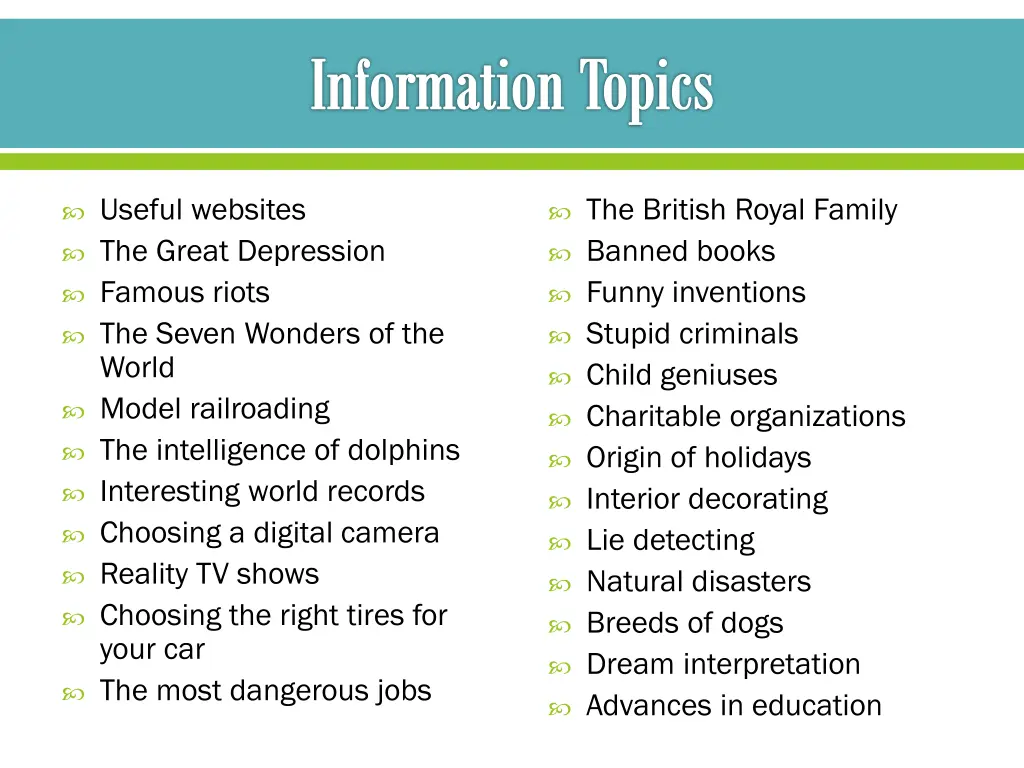 information topics 6