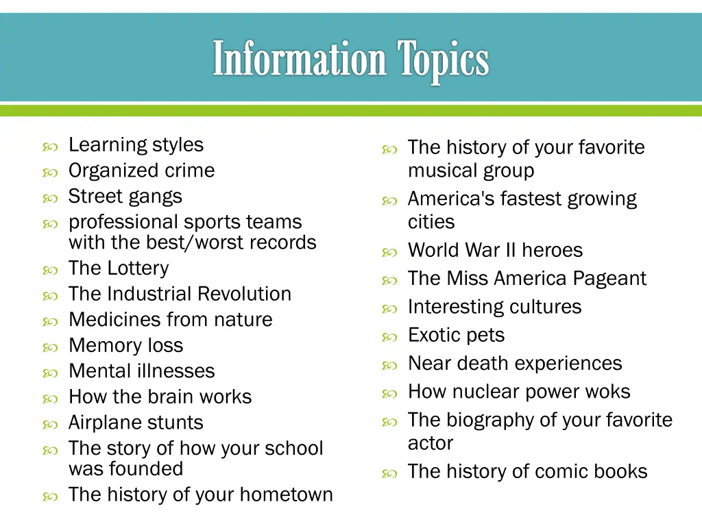 information topics 7