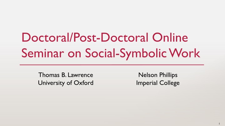 doctoral post doctoral online seminar on social