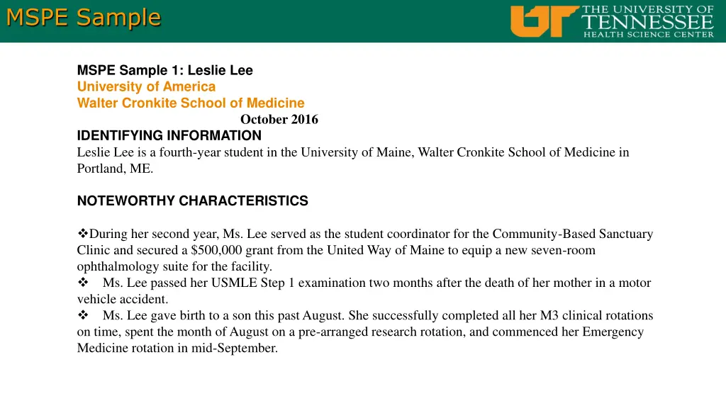 mspe sample