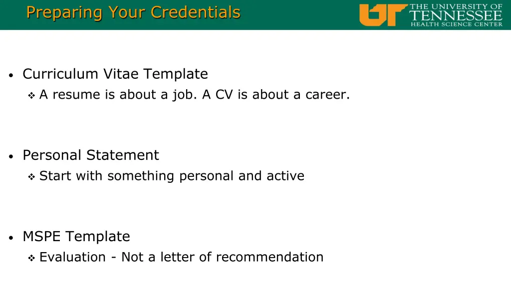 preparing your credentials