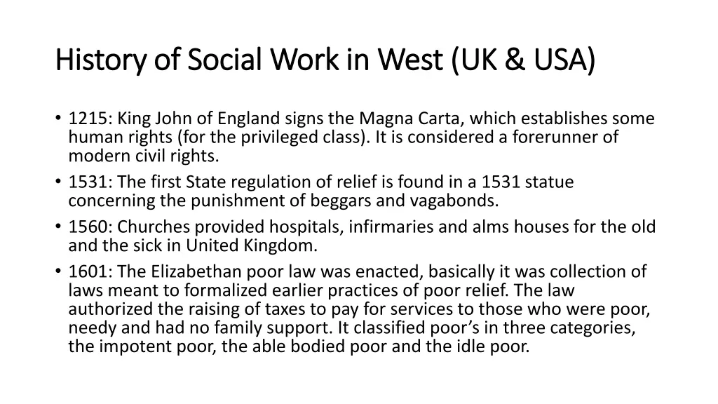 history of social work in west uk usa history