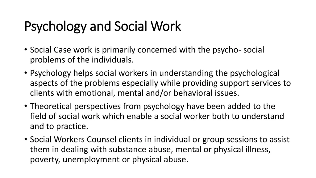 psychology and social work psychology and social