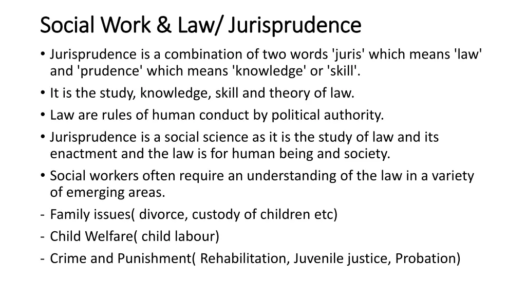 social work law jurisprudence social work
