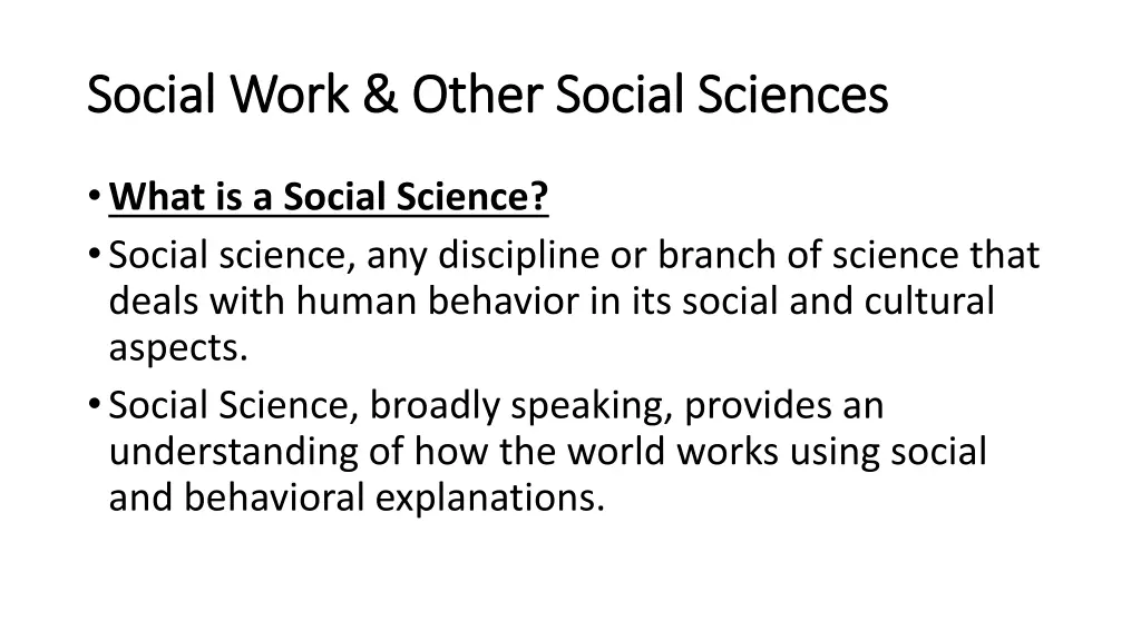 social work other social sciences social work