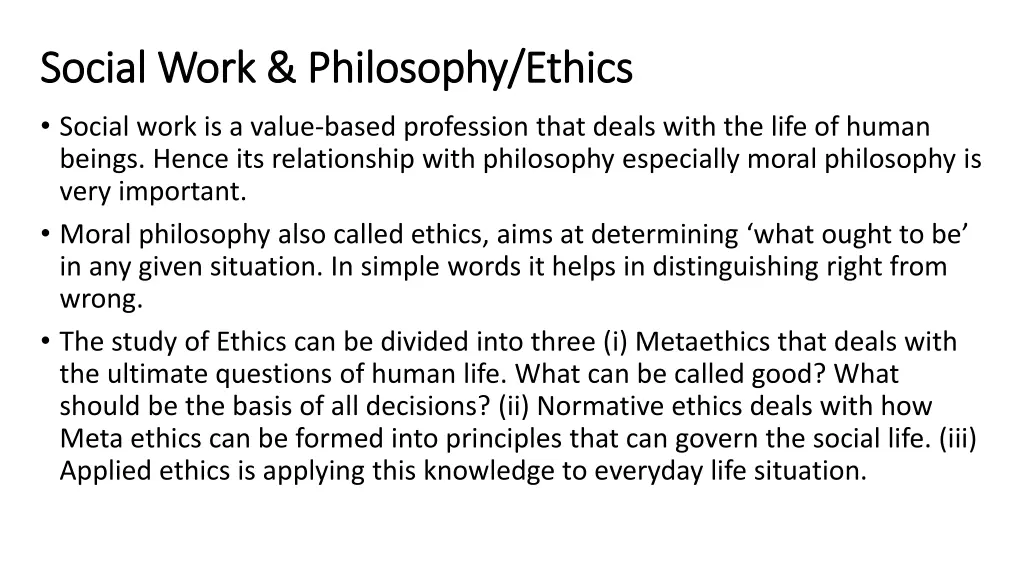 social work philosophy ethics social work