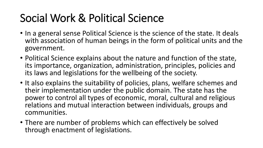 social work political science social work