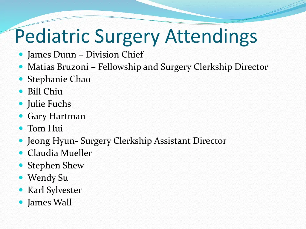 pediatric surgery attendings james dunn division