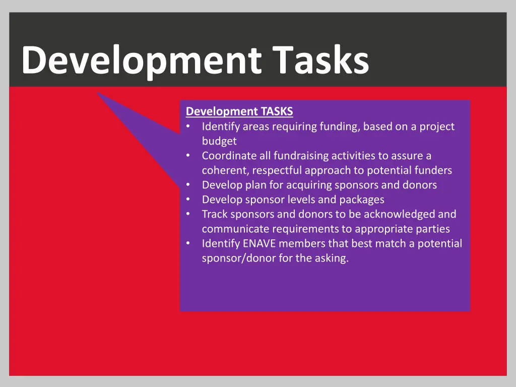development tasks
