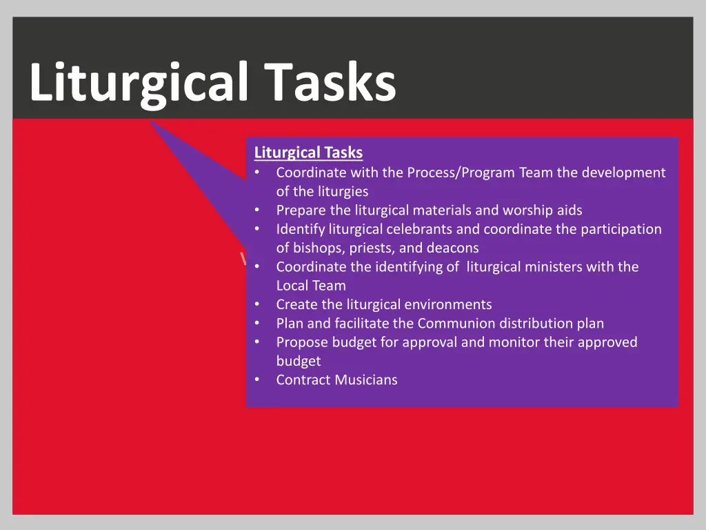 liturgical tasks