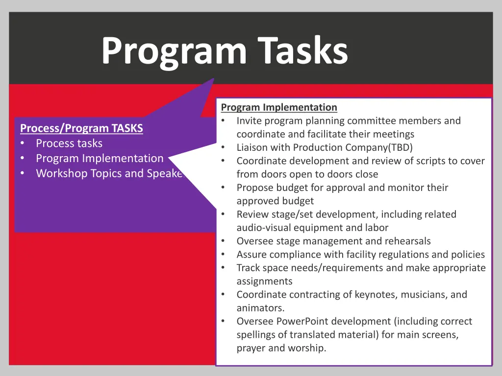 program tasks