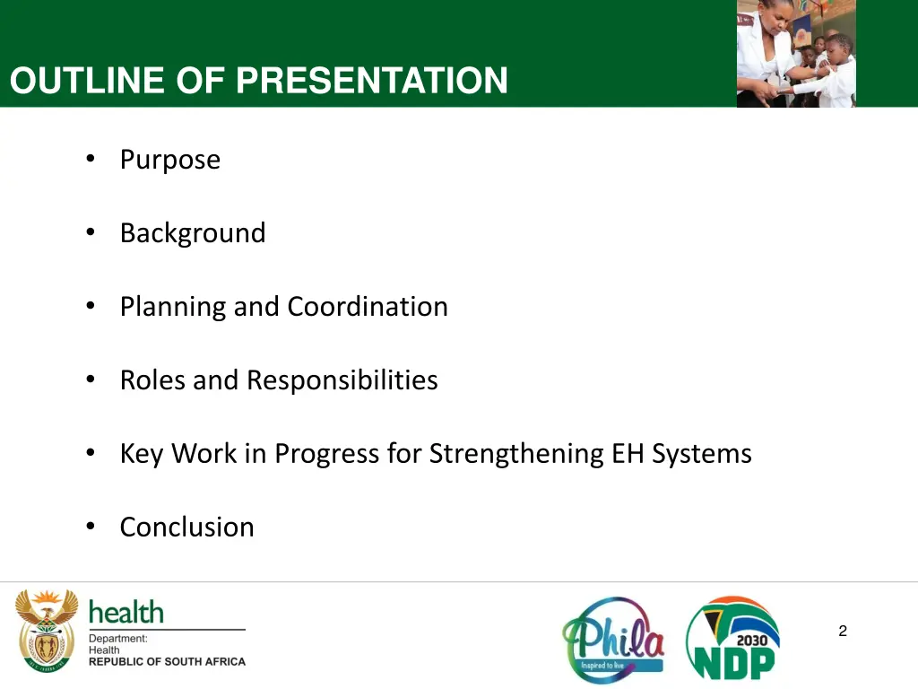 outline of presentation