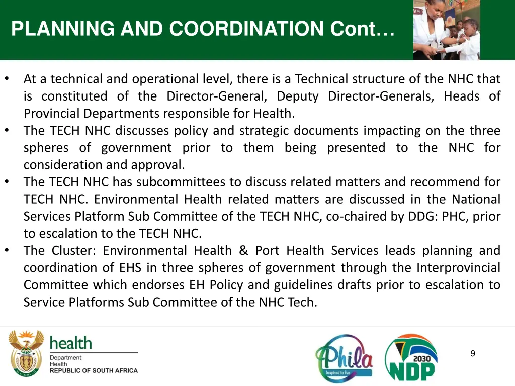 planning and coordination cont
