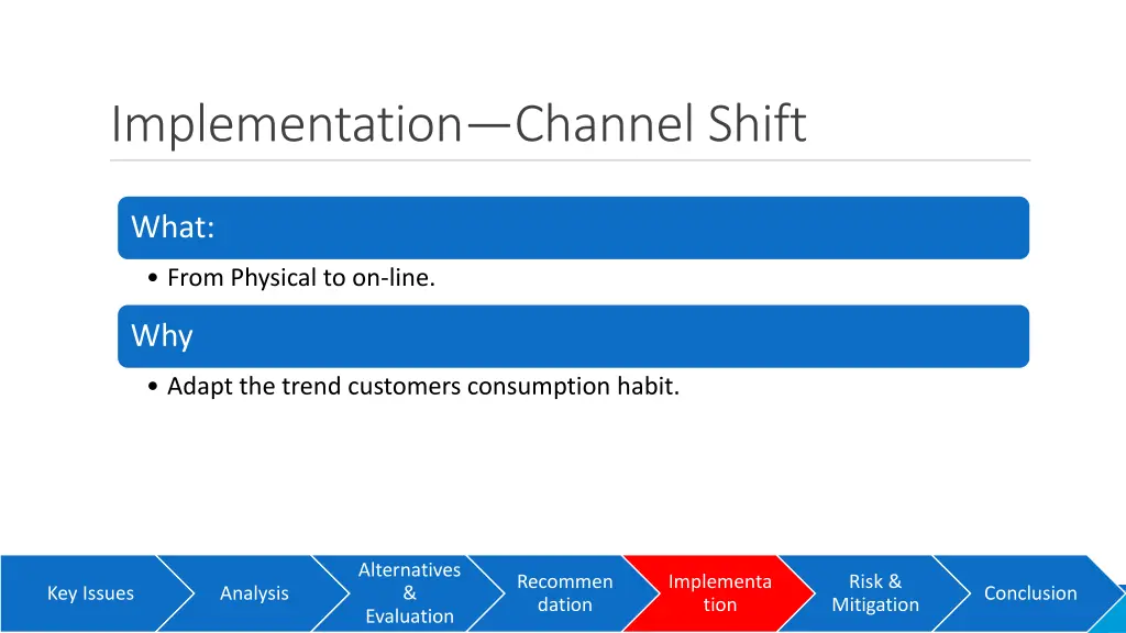 implementation channel shift