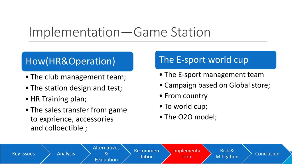 implementation game station 1