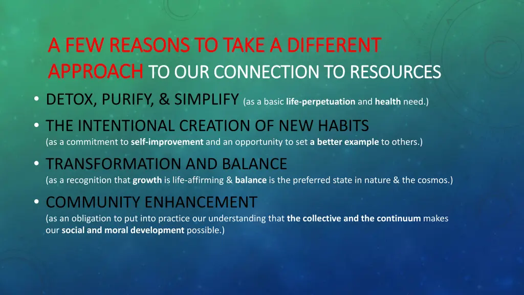 a a few reasons to take a different few reasons