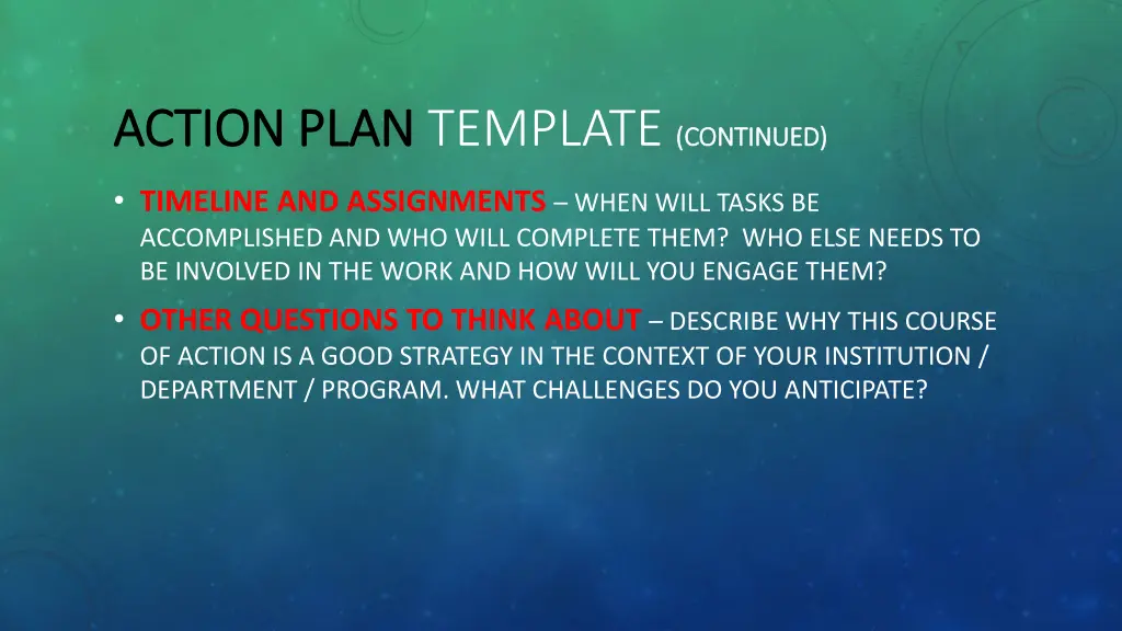 action plan action plan template continued
