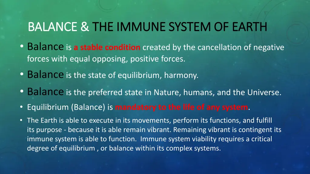 balance balance the immune system of earth