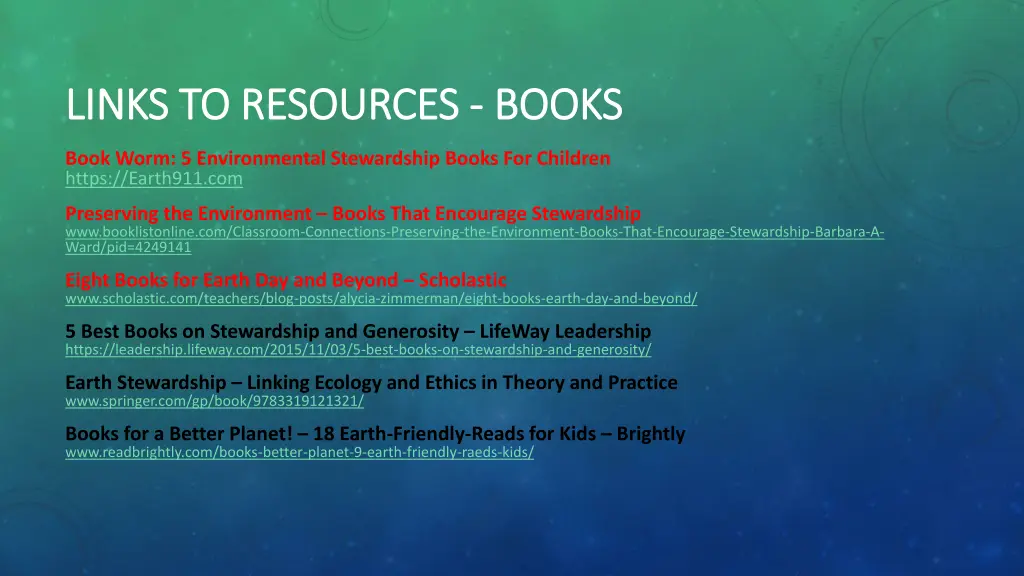 links to resources links to resources books